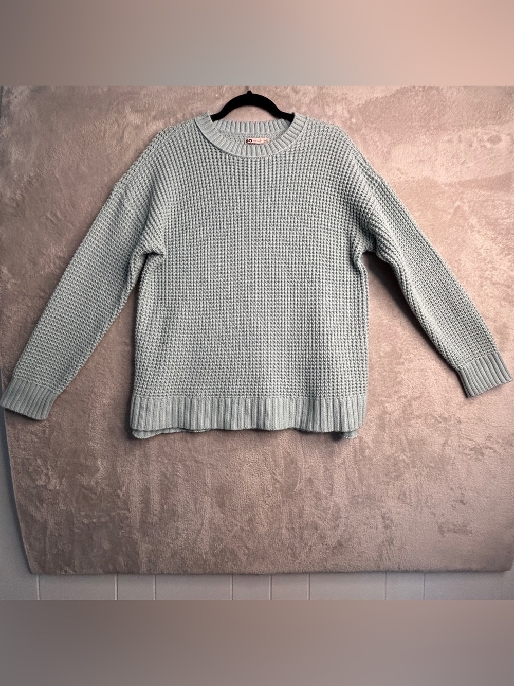 SO Baby Blue/Mint Waffle Knit Crewneck Sweater ~ Sz XL
